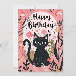 Black Cat Happy Birthday Feiertagskarte