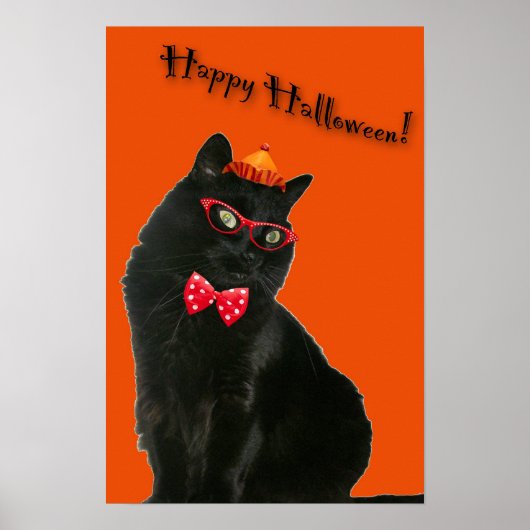 Black Cat Happy Halloween 20 x 30 Poster (Vorne)