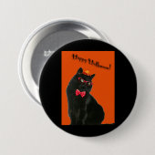 Black Cat Happy Halloween Button/Abzeichen Button (Vorne & Hinten)