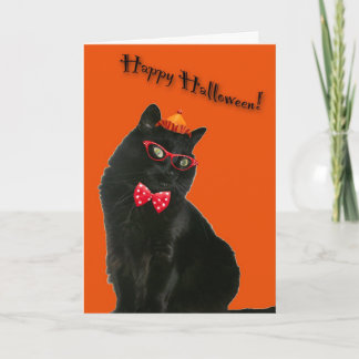 Black Cat Happy Halloween Card Karte
