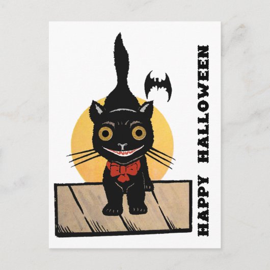 Black Cat Happy Halloween Design Postkarte (Vorderseite)