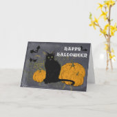 Black Cat Happy Halloween Karte (Gelbe Blume)