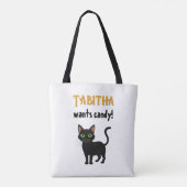 Black Cat Happy Halloween Personalisiert Tote Bag Tasche (Rückseite)
