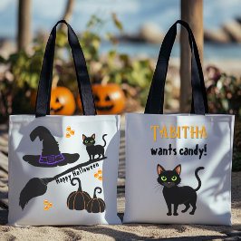 Black Cat Happy Halloween Personalisiert Tote Bag Tasche