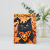 Black Cat Happy Halloween Postcard Postkarte (Stehend Vorderseite)