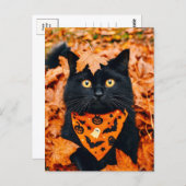 Black Cat Happy Halloween Postcard Postkarte (Vorne/Hinten)
