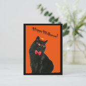 Black Cat Happy Halloween Postkarte (Stehend Vorderseite)