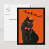 Black Cat Happy Halloween Postkarte (Vorne/Hinten)