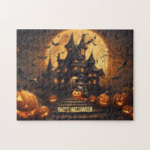 Black Cat Happy Halloween Spuk House Puzzle (Horizontal)