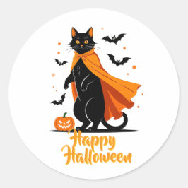 Black Cat Happy Halloween Sticker