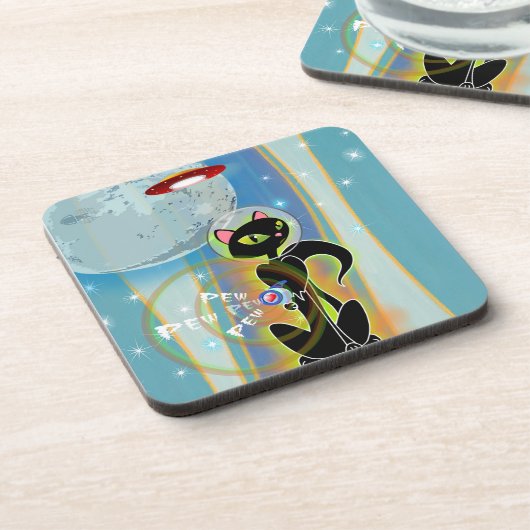 Black Cat Hard Plastic Untersetzer (Linke Seite)