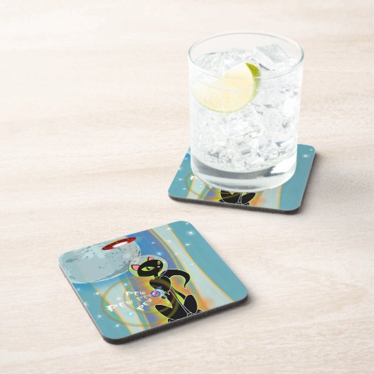 Black Cat Hard Plastic Untersetzer (Rechte Seite)