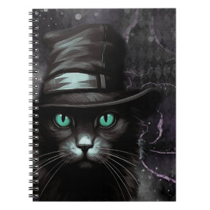 Black Cat Hat Raute Alkohol Tinte Notizblock