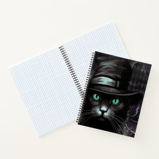 Black Cat Hat Raute Alkohol Tinte Notizblock (Innenseite)