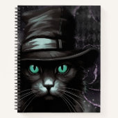 Black Cat Hat Raute Alkohol Tinte Notizblock (Vorderseite)