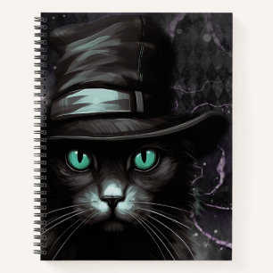 Black Cat Hat Raute Alkohol Tinte Notizblock