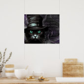 Black Cat Hat Raute Alkohol Tinte Poster (Küche)
