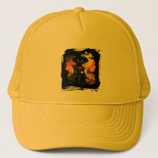 black cat Hat Truckerkappe (Vorderseite)