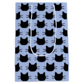 Black Cat Head Silhouette Wiederholen Muster Gesch Mittlere Geschenktüte (Rückseite)