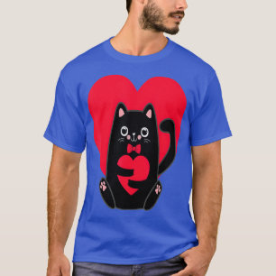 Black Cat Heart Valentinstag Niedlich Kitten Kitty T-Shirt