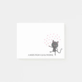 Black Cat & Hearts - Individuelle Name Post-it Klebezettel (Vorderseite)