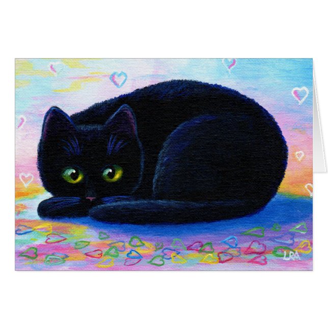 Black Cat Hearts Valentine (Vorderseite (Horizontal))