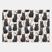 Black Cat Herbst Elegantes Halloween Geschenkpapier Set (Vorderseite 3)