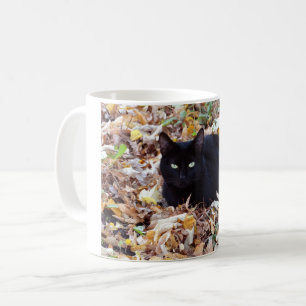 Black Cat Herbst Foto Klassische weiße Tasse