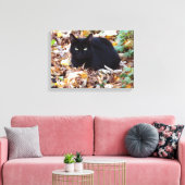 Black Cat Herbst Foto Single Leinwanddruck (Insitu (Wohnzimmer))