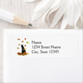 Black Cat-Herbstlaub Adressetiketten (Insitu)