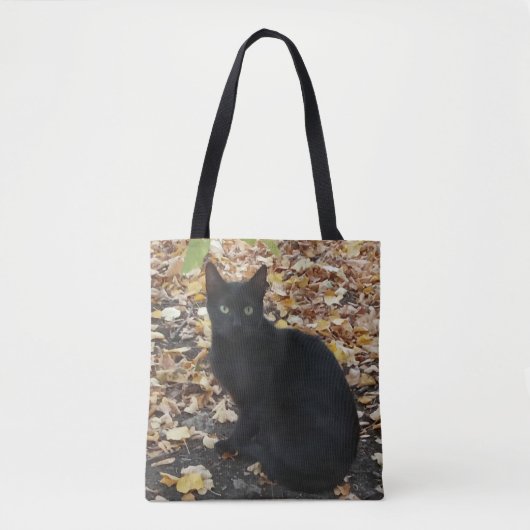 Black Cat Herbstlaubs Fotografie Tasche (Vorderseite)