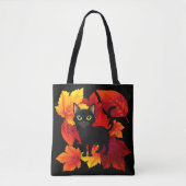 Black Cat Herbstlaubs Totbeutel Tasche (Vorderseite)