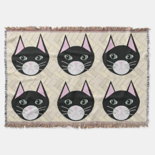 Black Cat Herringbone Beige Decke