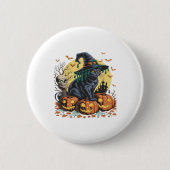 Black Cat Hexe Beängstigend Halloween Pumpkin Over Button (Vorderseite)