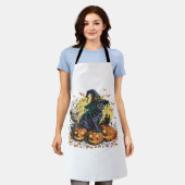 Black Cat Hexe Beängstigend Halloween Pumpkin Over Schürze (Getragen)