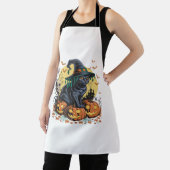 Black Cat Hexe Beängstigend Halloween Pumpkin Over Schürze (InSitu)