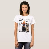 Black Cat Hexe Beängstigend Halloween Pumpkin T-Shirt (Vorne ganz)
