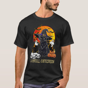 Black Cat Hexe, die ich rieche Kinder Halloween Me T-Shirt