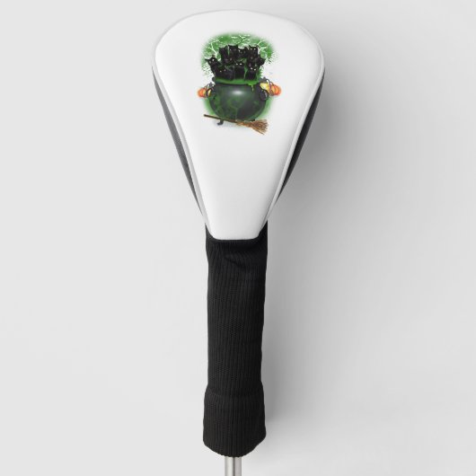 Black Cat Hexe Halloween-Hemd Golf Headcover (Vorderseite)