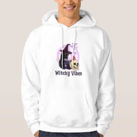 Black Cat Hexe Halloween Hoodie (Vorderseite)