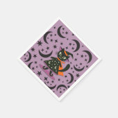 Black Cat Hexe Lila Moon Stars Halloween-Party Serviette (Ecke)