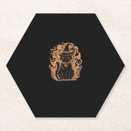 Black Cat Hexe Zauberer Mystical Niedlich Black Ca Untersetzer (Vorderseite)