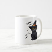 Black Cat Hexen Halloween Fall Spooky Niedlich Kaffeetasse (VorderseiteRechts)