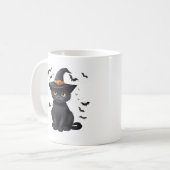 Black Cat Hexen Halloween Fall Spooky Niedlich Kaffeetasse (Vorderseite Links)