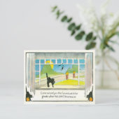 Black Cat Hexenfenster Kürbislaterne Pumpkin Moon Postkarte (Stehend Vorderseite)