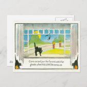 Black Cat Hexenfenster Kürbislaterne Pumpkin Moon Postkarte (Vorne/Hinten)