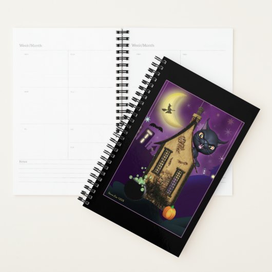 Black Cat Hexenhaus Art Day Planner Planer (Anzeige)