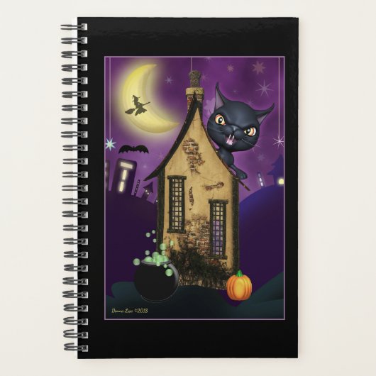 Black Cat Hexenhaus Art Day Planner Planer (Vorderseite)