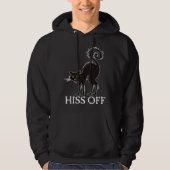 Black Cat Hiss Off Meow Angry Black Cat Kitty Hoodie (Vorderseite)