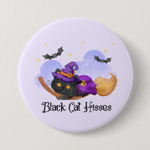 Black Cat Hisses Button
